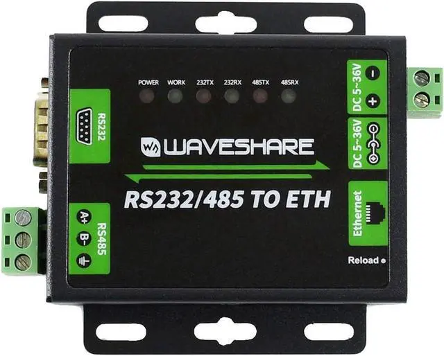 Alt view image 2 of 7 - Waveshare Industrial RS232/RS485 to Ethernet Converter with Dual Serial Ports High-Speed Low-Power High-Stability Upgradable Easy to Communicate Between RS485 and RJ45 Port Ethernet