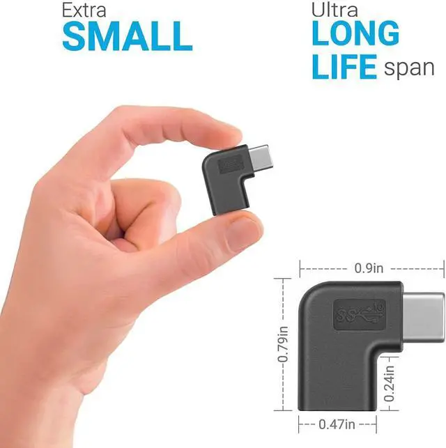 Alt view image 5 of 7 - USB C Right Angle Adapter 90 Degree USB C to USB Type-C Male to Female Adapter Convertor Extension for Laptop & Tablet & Mobile Phone (2 Pack).