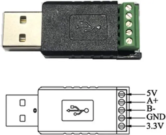 Alt view image 2 of 5 - USB to RS485 Converter Adapter 3.3V 5V FTDI CHIP with Screw Terminals and Windows MacOS Linux Support (Black)