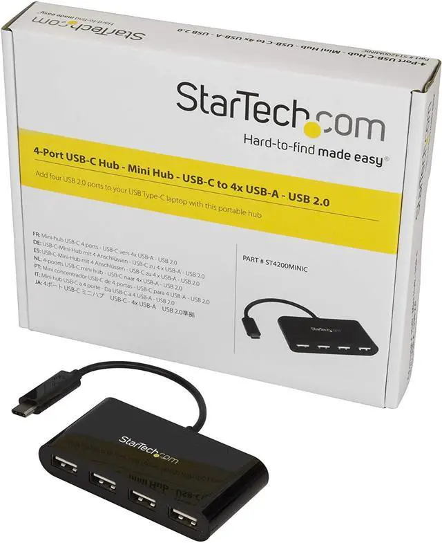Alt view image 4 of 4 - Pro-trade.com 4-Port USB-C Hub - USB-C to 4x USB-A Hub Adapter - Mini USB 2.0 Hub - Bus-powered USB Type-C Port Expander (ST4200MINIC)