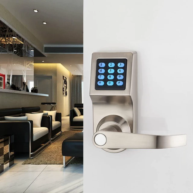 Alt view image 4 of 6 - Digital Door Lock Remote Control, M1 Card, Code & Key Unlock, Reversible Handle Direction