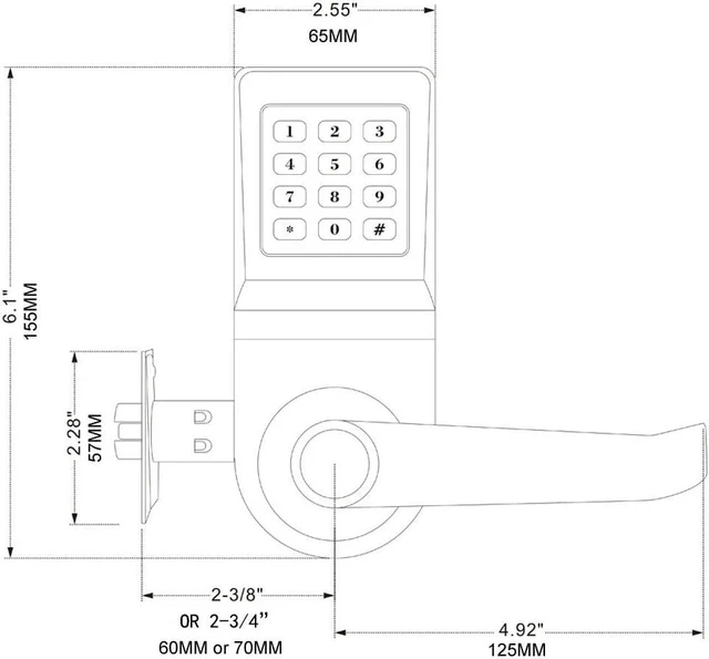 Alt view image 2 of 6 - Digital Door Lock Remote Control, M1 Card, Code & Key Unlock, Reversible Handle Direction