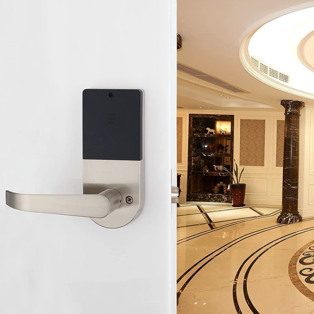 Alt view image 6 of 6 - Digital Door Lock Remote Control, M1 Card, Code & Key Unlock, Reversible Handle Direction