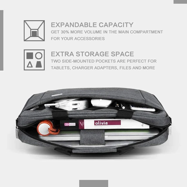 Alt view image 3 of 7 - 17.3-17 Inch Laptop Bag Computer Bag MacBook Bag Gray