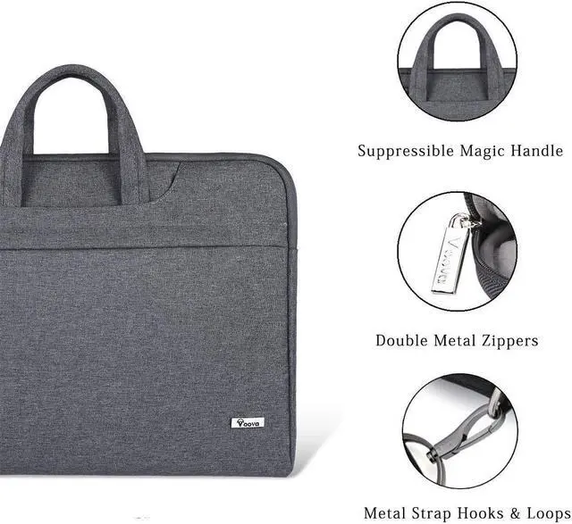 Alt view image 5 of 7 - Laptop Bag 17 17.3 Inch Water-resistant Laptop Sleeve Case with Shoulder Straps & Handle Computer Case Cover Slim Briefcase Compatible with 17-18 Hp    Grey