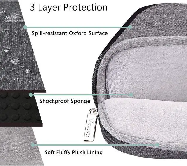 Alt view image 3 of 7 - Laptop Bag 17 17.3 Inch Water-resistant Laptop Sleeve Case with Shoulder Straps & Handle Computer Case Cover Slim Briefcase Compatible with 17-18 Hp    Grey