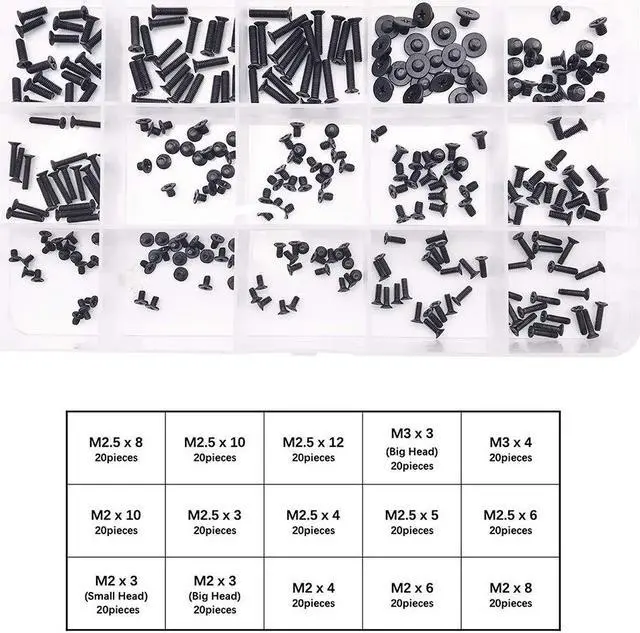 Alt view image 3 of 5 - QTEATAK 300Pcs Black Laptop Notebook Computer Replacement Screws Kit for Lenovo Toshiba Gateway Samsung HP IBM Dell Sony Acer Asus SSD Hard Disk SATA