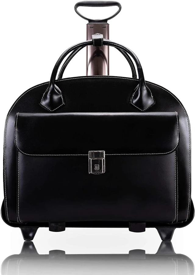 Main image of McKlein Glen Ellyn 15.6" Leather Detachable-Wheeled Women'S Case, Briefcase, 46 cm, Black