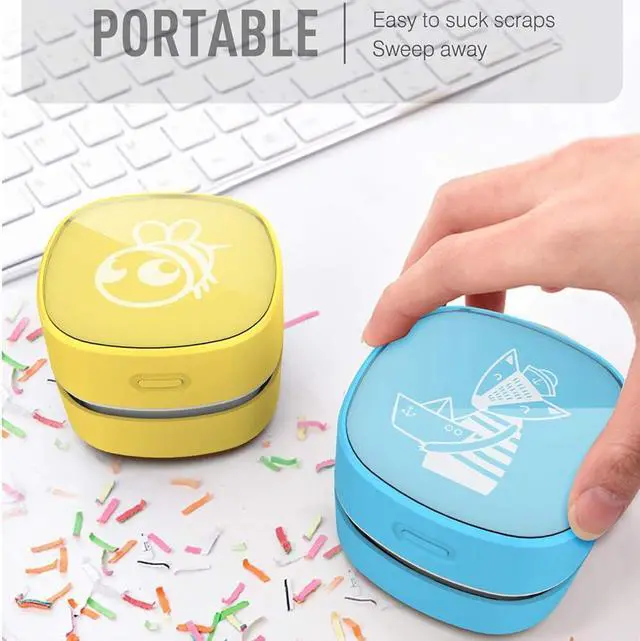 Alt view image 3 of 7 - ODISTAR Mini Desktop Vacuum Cleaner for Table Dust (Pink AA Battery) | Up to 400 Mins Endurance, 360° Rotatable, Cleans desk Dust, eraser Crumbs, Great for Home/School/Office, Ideal Kids Gift