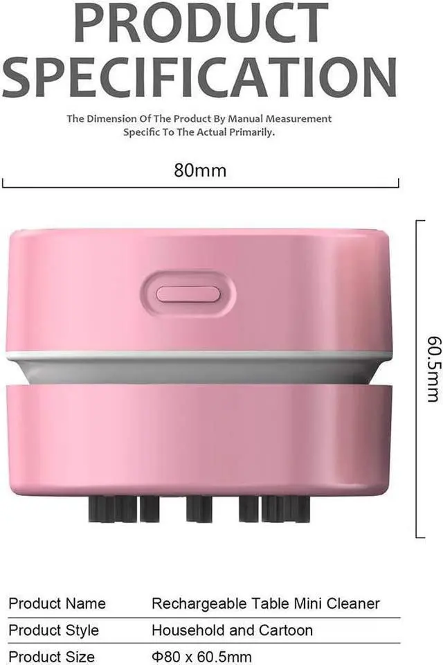 Alt view image 2 of 7 - ODISTAR Desktop Vacuum Cleaner,Mini Table dust Sweeper Energy Saving,High Endurance up to 400 mins,Cordless&360º Rotatable Design for Cleaning Hairs,Crumbs,Computer Keyboard (Pink Charging)
