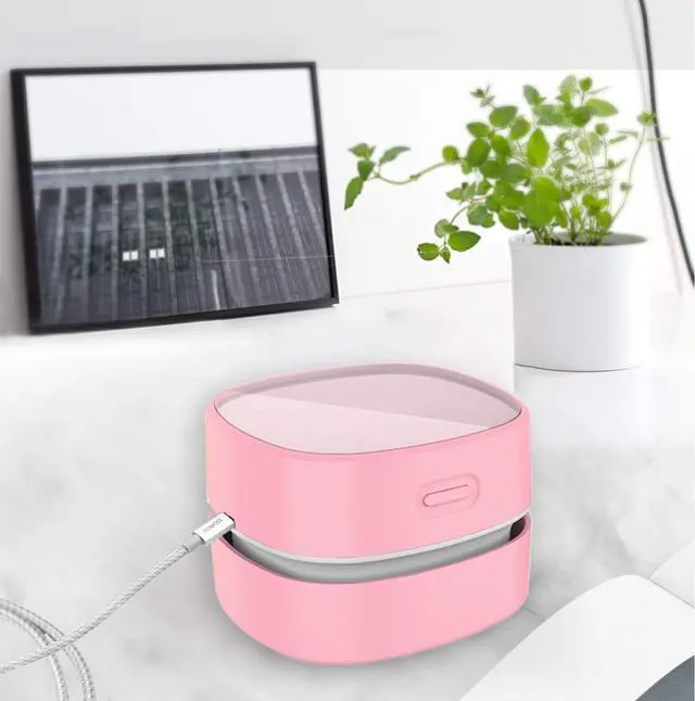 Alt view image 3 of 7 - ODISTAR Desktop Vacuum Cleaner,Mini Table dust Sweeper Energy Saving,High Endurance up to 400 mins,Cordless&360º Rotatable Design for Cleaning Hairs,Crumbs,Computer Keyboard (Pink Charging)