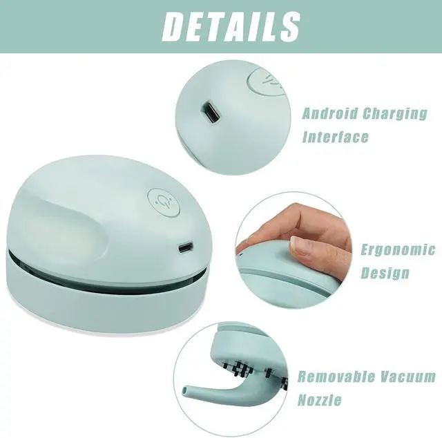Alt view image 2 of 6 - Desktop Vacuum Cleaner USB Charging with Vacuum Nozzle Cleaning Brush, Detachable Design & Portable Mini Table Dust Vaccum Cleaner, Clean Dust, Crumbs, Piano, Computer, Car Etc(Light Green)