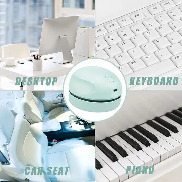 Alt view image 6 of 6 - Desktop Vacuum Cleaner USB Charging with Vacuum Nozzle Cleaning Brush, Detachable Design & Portable Mini Table Dust Vaccum Cleaner, Clean Dust, Crumbs, Piano, Computer, Car Etc(Light Green)