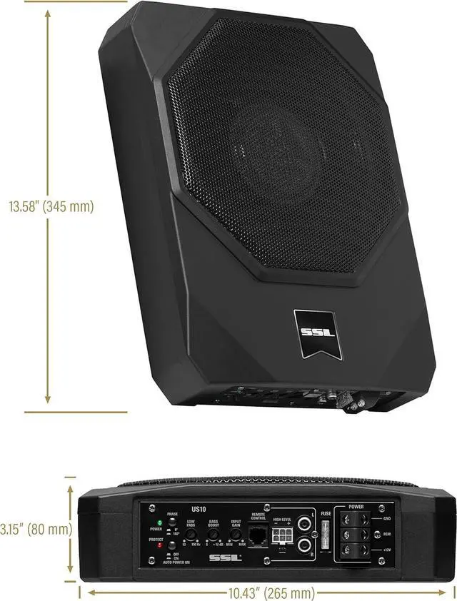 Alt view image 5 of 5 - Laboratories US10K 10 Inch Powered Under Seat Car Subwoofer - 1000 Watts Max, Dual 4 Ohm Voice Coil, 8 Gauge Amp Installation Kit