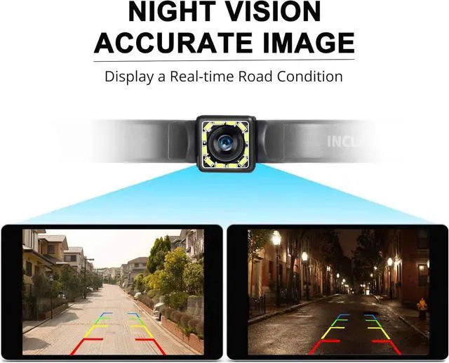 Alt view image 2 of 7 - Car Backup Camera, Rear View Camera Ultra HD 12 LED Night Vision,Waterproof Reverse Camera 140° Wide View Angel with Multiple Mount Brackets for Universal Cars,SUV,Trucks,RV and More