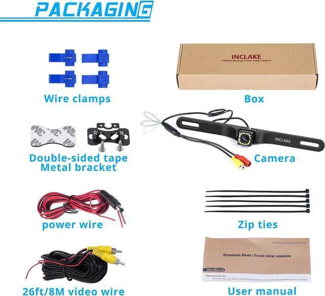 Alt view image 7 of 7 - Car Backup Camera, Rear View Camera Ultra HD 12 LED Night Vision,Waterproof Reverse Camera 140° Wide View Angel with Multiple Mount Brackets for Universal Cars,SUV,Trucks,RV and More