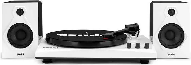 Alt view image 8 of 9 - Gemini TT-900BW TT-900B Vinyl Record Player Turntable with Bluetooth and Dual Stereo Speakers (White)