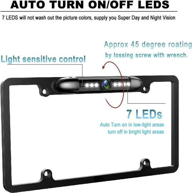 Alt view image 2 of 7 - GLK License Plate Backup Camera HD Front Rear View Reverse Camera with 7 LED Night Vision 170 Degree Viewing Angle, Waterproof, for Cars