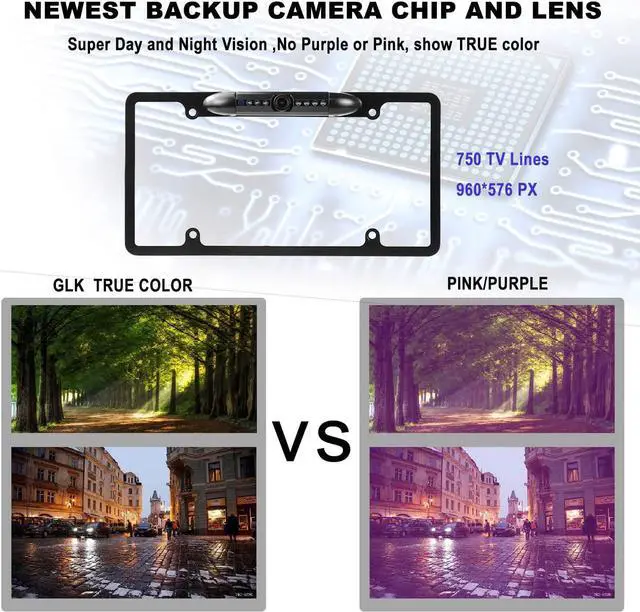 Alt view image 3 of 7 - GLK License Plate Backup Camera HD Front Rear View Reverse Camera with 7 LED Night Vision 170 Degree Viewing Angle, Waterproof, for Cars