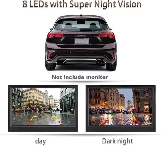 Alt view image 5 of 7 - License Plate Backup Camera HD Night Vision Rear View Camera with 8 LEDs 170° Viewing Angle Waterproof Backup Rear Camera for Cars