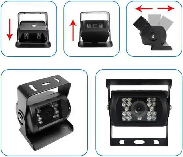 Alt view image 5 of 6 - 4 Pin Vehicle Backup Camera 12V/24V,18 LED IR Night Vision CCD Car Rear View Parking Reverse Camera + 4Pin Connector 20m/65ft Extension Cable for Bus Truck Camper Lorry Heavy Duty