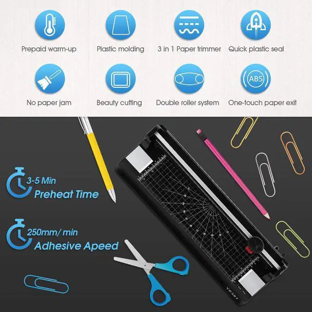 Alt view image 3 of 7 - Laminator Machine for A3/A4/A6, YE381 Thermal Laminating Machine for Home Office School Use with 50 Pouches, Paper Trimmer and Corner Rounder (Black-5) (Black-6)