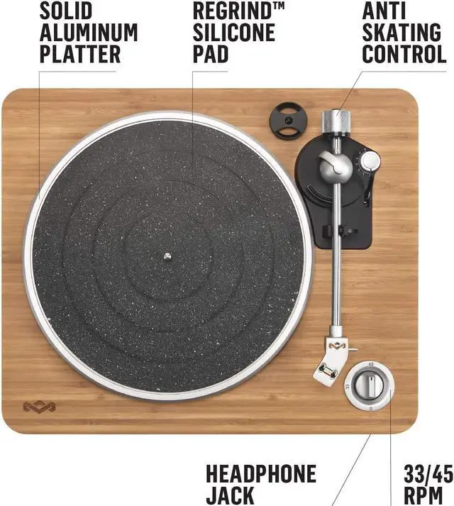 Alt view image 8 of 15 - House Of Marley Stir It Up Turn Table, EM-JT000-SB
