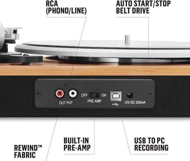 Alt view image 9 of 15 - House Of Marley Stir It Up Turn Table, EM-JT000-SB