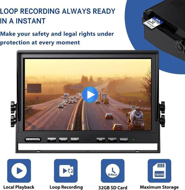 Alt view image 4 of 7 - 10'' 1080P Wireless Backup Camera System, 10 Inch DVR Dual/Quad Monitor Wireless 2 Rear View Cameras for RV/Truck/Trailer/Camper, IP69 Waterproof Digital Signal Recording System-BW102