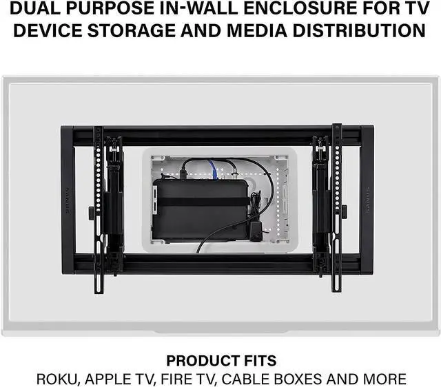 Alt view image 2 of 7 - Legrand - OnQ Cable Management, Structured Media Enclosure, in-Wall Enclosure, TV Home Theater Box, Recessed Storage Box, Dual Purpose, 9 Inches, white (ENP0900-NA)