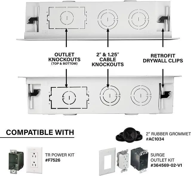 Alt view image 7 of 7 - Legrand - OnQ 9 In. Media Enclosure, Wall Cable Management to Organize System Devices, Home Networking Panel Dual Purpose In Wall Enclosure for Device Storage, Media Box, White, ENP0905NAV1