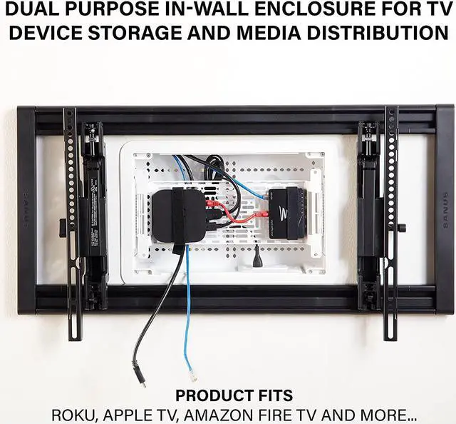 Alt view image 2 of 7 - Legrand - OnQ 9 In. Media Enclosure, Wall Cable Management to Organize System Devices, Home Networking Panel Dual Purpose In Wall Enclosure for Device Storage, Media Box, White, ENP0905NAV1
