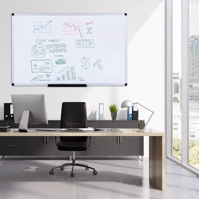 Alt view image 7 of 7 - VIZ-PRO Dry Erase Board/Whiteboard, Non-Magnetic, 48 x 36 Inches, Wall Mounted Board for School Office and Home