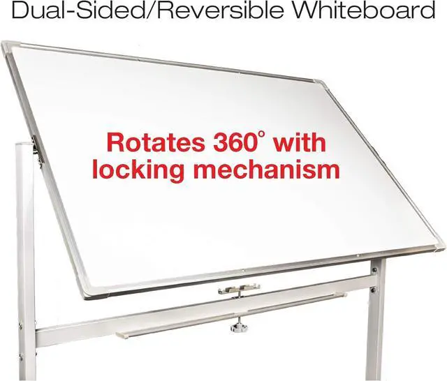 Alt view image 2 of 5 - Large 48"x32" White Board on Wheels: 1 Rrsible Magnetic Dry Erase with Rolling Stand, 4 Markers, Eraser, Magnets, Marker Tray (White) by DT