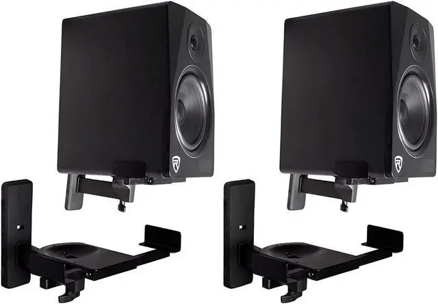 Alt view image 3 of 7 - Rockville RHSB8 Adjustable Wall Mount Speaker Brackets (Pair), 180-Degree Swivel, 10-Degree Tilt, 40lb Capacity, Perfect for Home Theater and Studio Monitors
