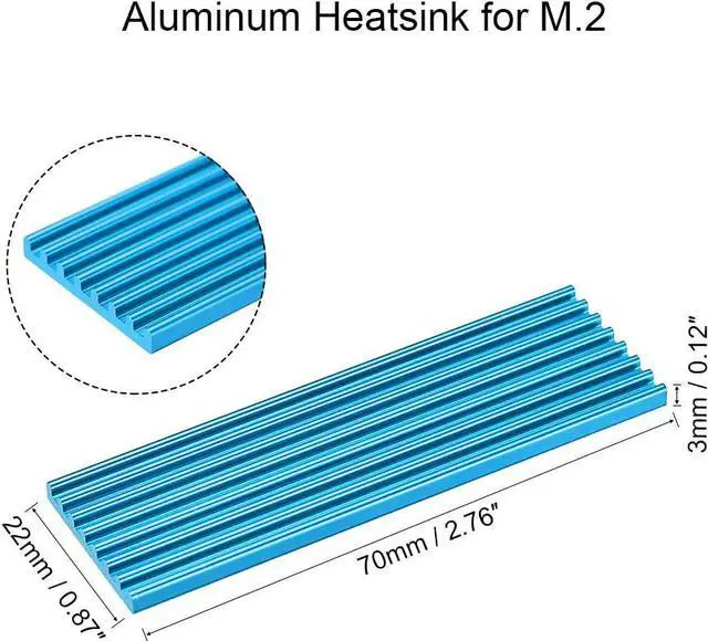 Alt view image 2 of 4 - Thickness 3mm Heatsink for NVME NGFF M.2 2280 PCI-E SSD with Silicone Thermal Pad,Heat Dissipation Radiator, M.2 Cooling Heat Sink Heat Thermal Pads (Blue)