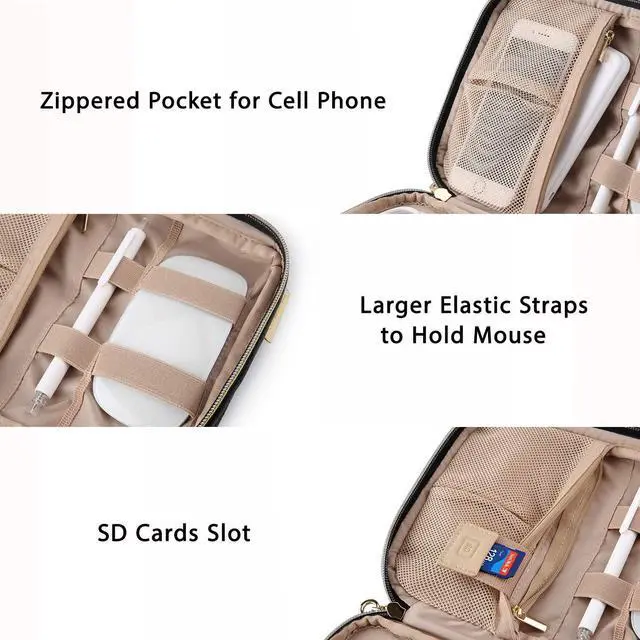 Alt view image 4 of 7 - Bagsmart Travel Cable Organizer, Electronics Accessories Cases, Tech Bag for Hard Drives, Cables, Charger, USB, SD Card
