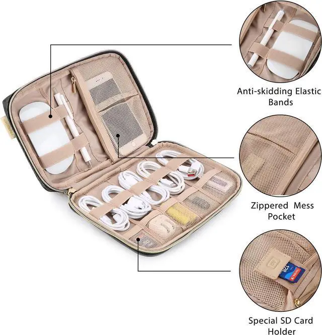 Alt view image 5 of 7 - Bagsmart Travel Cable Organizer, Electronics Accessories Cases, Tech Bag for Hard Drives, Cables, Charger, USB, SD Card