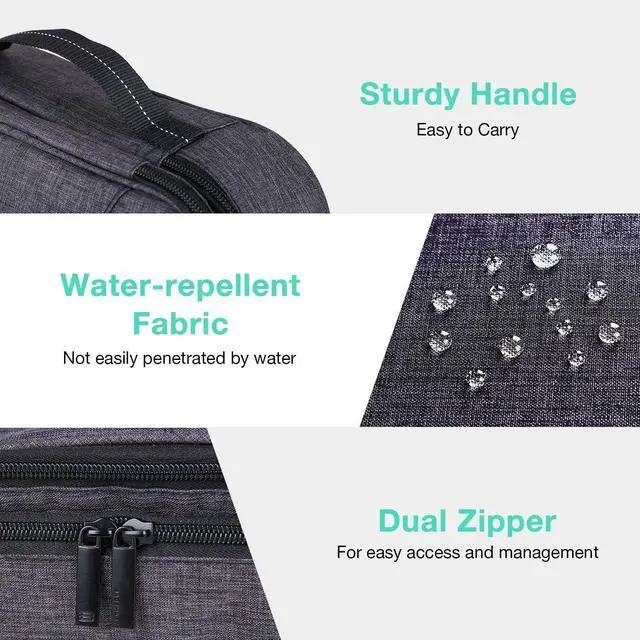 Alt view image 6 of 7 - BAGSMART Double Layer Travel Universal Cable Organizer Cases Electronics Accessories Storage Bag for 10.5'' iPad Pro, iPad air, Charger, Kindle, Black