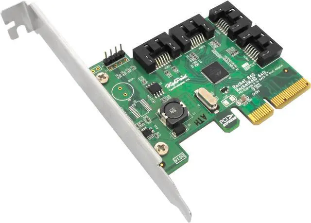 Alt view image 2 of 4 - HighPoint Rocket 640L Lite Version 4-Port PCI-Express 2.0 x4 SATA 6Gb/s RAID Controller