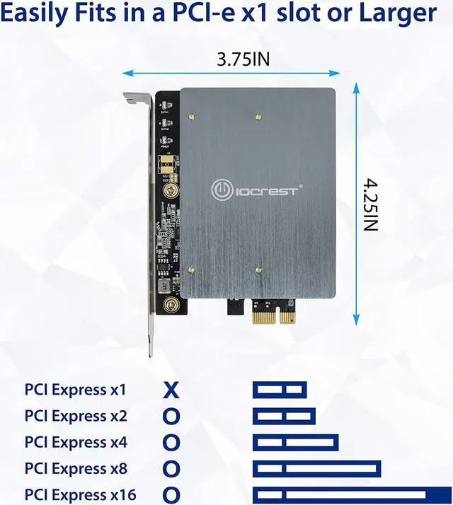 Alt view image 11 of 15 - Syba Dual M.2 B-Key PCI-e 3.0 x1 Adapter with Heatsink (SI-PEX40153)