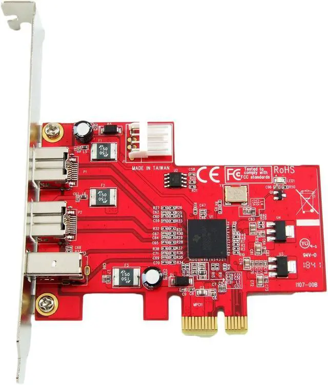 Alt view image 2 of 7 - PEX-FW107 1394b & 1394a 3-Port PCI Express (PCIe) Low Profile FireWire Host Adapter Card - TI XIO2213 Chipset