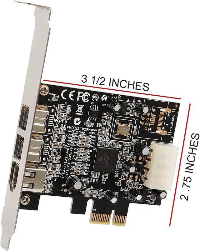 Alt view image 2 of 7 - Syba SY-PEX30016 3 Port IEEE 1394 Firewire 1394B & 1394A PCIe 1.1 x1 Card TI XIO2213B Chipset Requires Legacy Driver for Windows 8 10