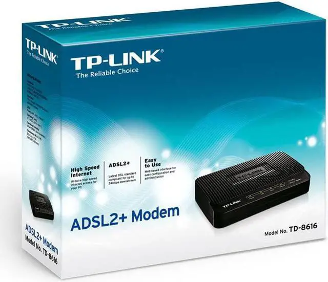 Alt view image 3 of 3 - TP-Link ADSL2+ Modem, Up to 24Mbps Downstream Bandwidth, 6KV Lightning Protection (TD-8616)