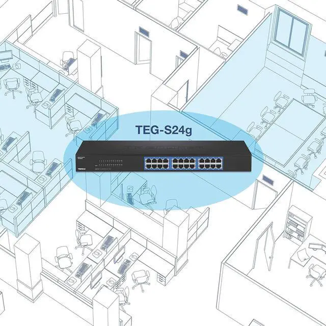 Alt view image 3 of 7 - TRENDnet 24-Port Unmanaged Gigabit 10/100/1000 Mbps GREENnet Metal Housing Switch, 48 Gbps Switching Fabric, Fanless, Rack Mountable, TEG-S24G