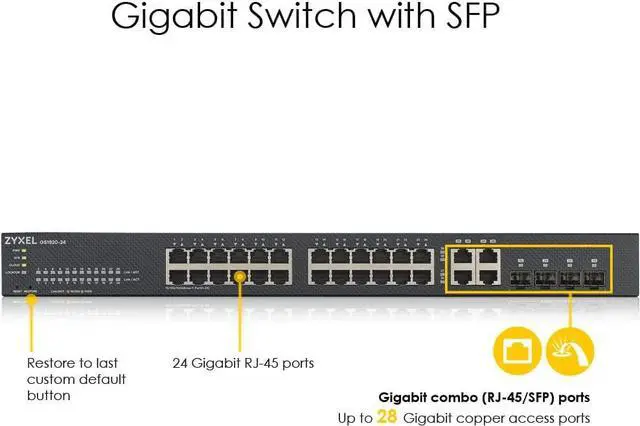 Alt view image 2 of 6 - ZYXEL 24-Port Gigabit Ethernet Smart Switch (GS1900-24) - Managed, Rackmount, Limited Lifetime Protection, Welcome to consult