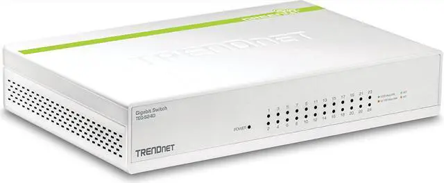 Main image of TRENDnet 24-Port Gigabit GREENnet Switch, QoS, 48 Gbps Switching Fabric, Fanless, Plug & Play, Half & Full Duplex, TEG-S24D