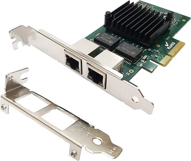 Main image of Dual Port RJ-45 10/100/1000Mbps PCI-Express x 4 Gigabit Ethernet Server Adapter Dual Port Network Interface Controller Card for I350AM2 Chipset, Compare to Intel I350-T2