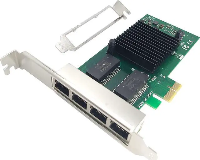 Alt view image 2 of 6 - 4 Port RJ-45 10/100/1000Mbps PCI-Express x 4 Gigabit Ethernet Server Adapter Dual Port Network Interface Controller Card for I350AM4 Chipset HS-LGI350A-4BT