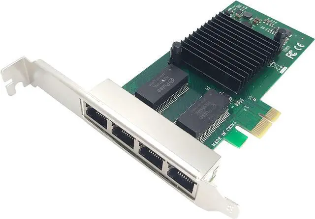 Alt view image 3 of 6 - 4 Port RJ-45 10/100/1000Mbps PCI-Express x 4 Gigabit Ethernet Server Adapter Dual Port Network Interface Controller Card for I350AM4 Chipset HS-LGI350A-4BT